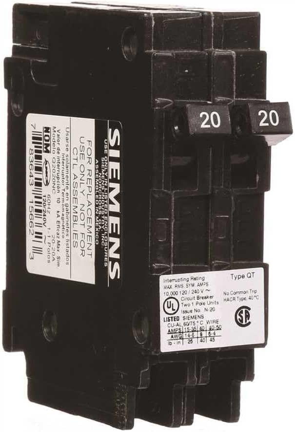 Siemens - Circuit Breaker, 20/20 Amps, 1 Pole, 120 V - Q2020NC