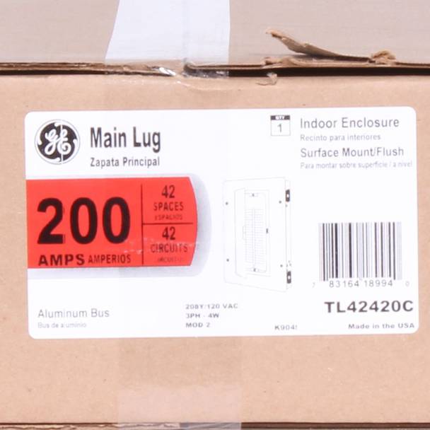 GE ABB - Main Lug Load Center | 42 Circuits, 200Amp, 3 Phase, 208Y/120 VAC - TL42420C