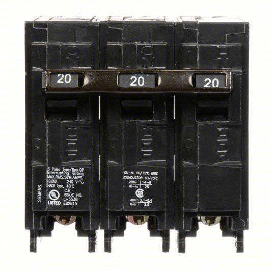 Siemens Q320 Circuit Breaker | 20 Amps, 3 Pole, 240 V