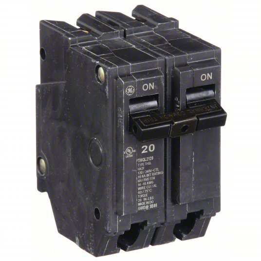 GE ABB THQL2120 20 AMP 2 POLE CIRCUIT BREAKER plug-in Q-Line breaker