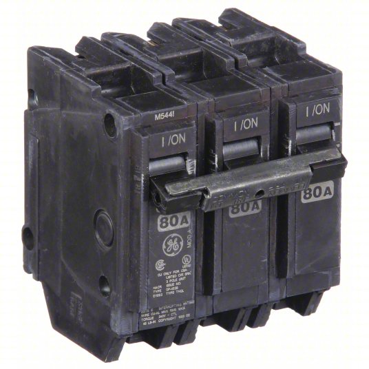 GE ABB THQL32080 Circuit Breaker | 3 Pole, 80A, 240 V