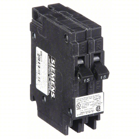 Siemens Q1515 Circuit Breaker | 15/15 Amps, 1 Pole, 120V
