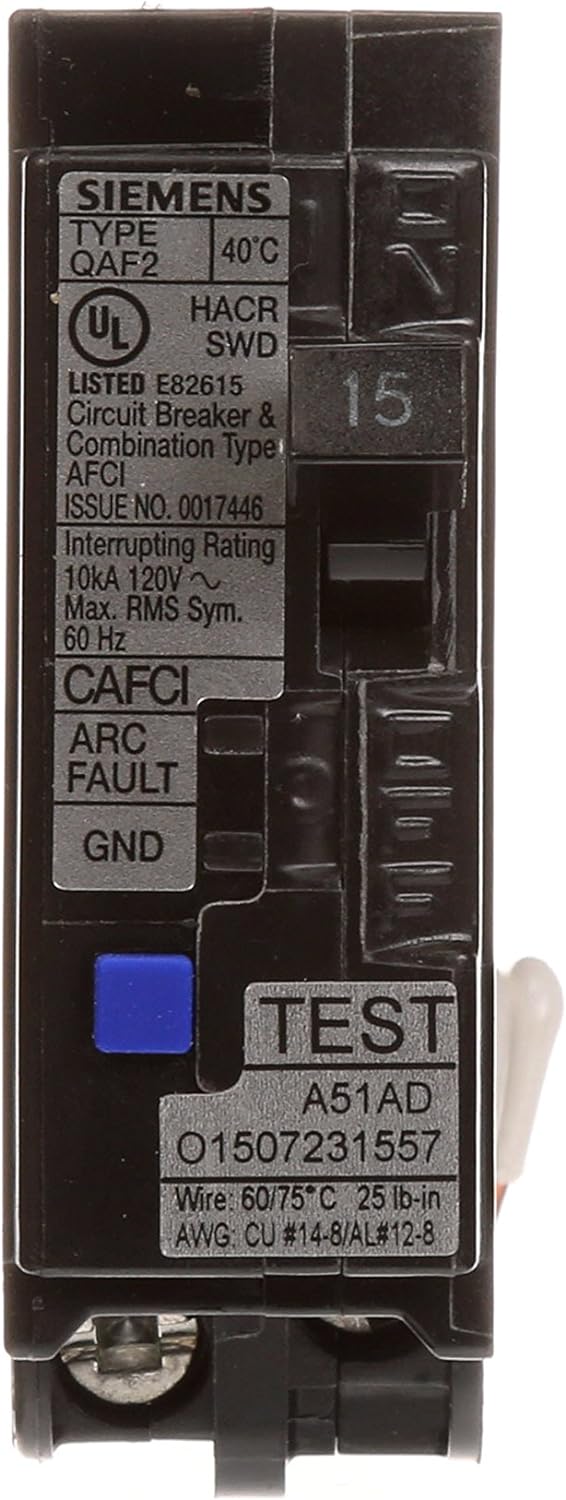 Siemens - Circuit Breaker, 15 Amps, 1 Pole, 120 V , AFCI - QA115AFC