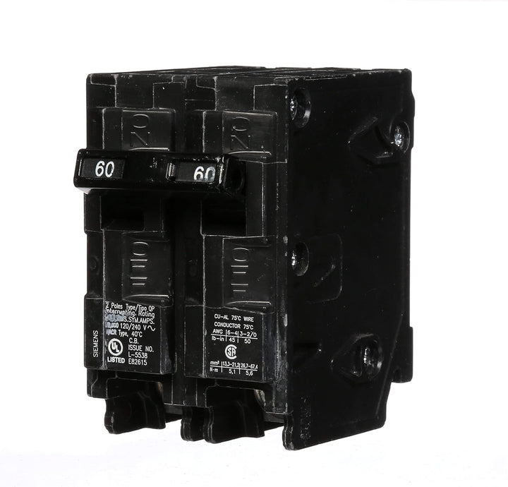 Siemens - Circuit Breaker, 60 Amps 2 Poles, 240 V - Q260