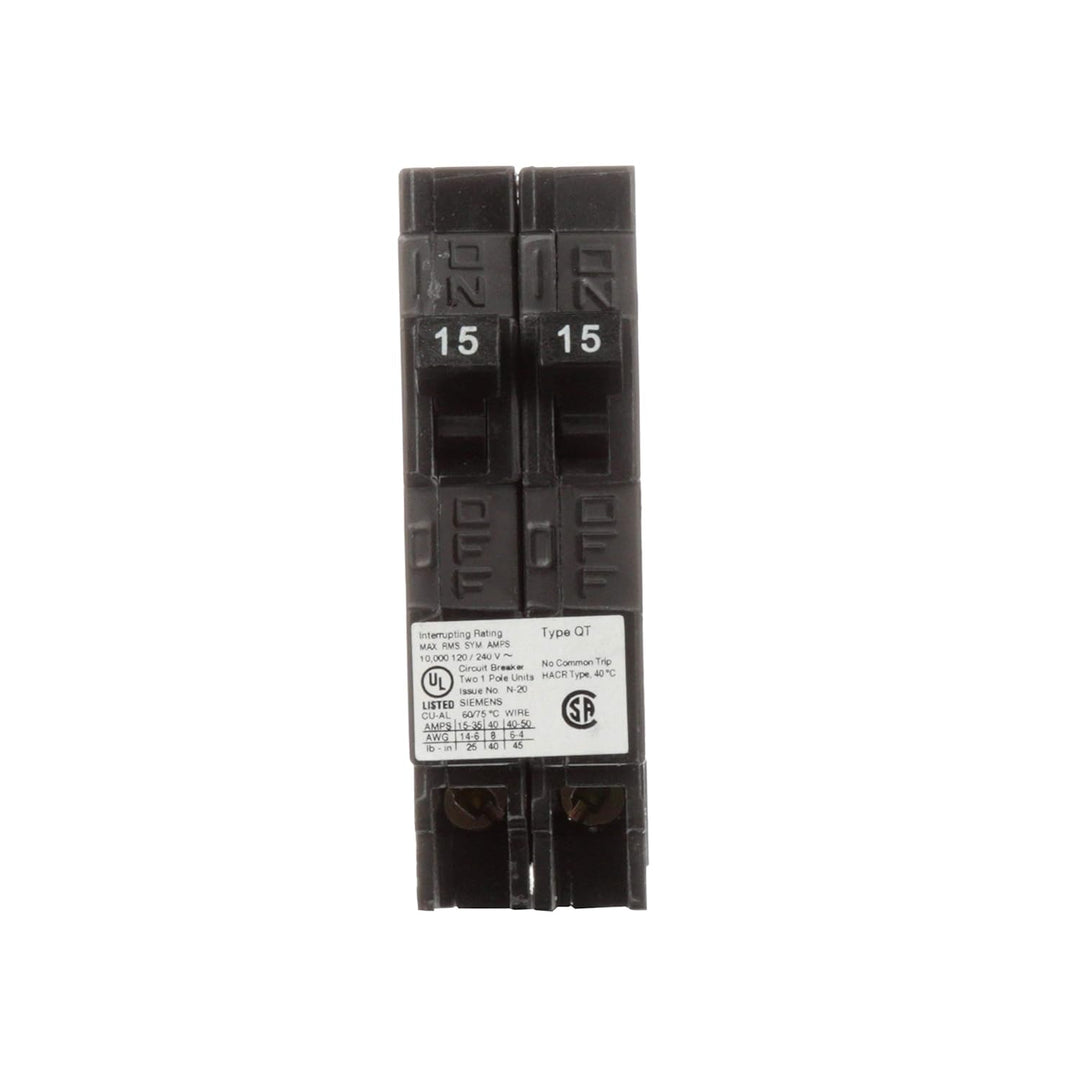 Siemens - Circuit Breaker, 15 Amps, 1 Pole, 120 V, Twin Tandem - Q1515NC