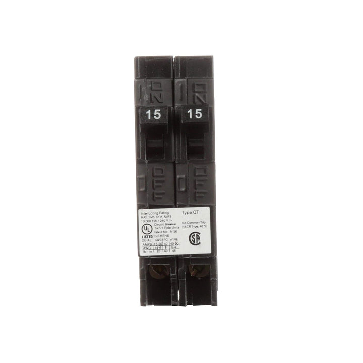 Siemens - Circuit Breaker, 15 Amps, 1 Pole, 120 V, Twin Tandem - Q1515NC