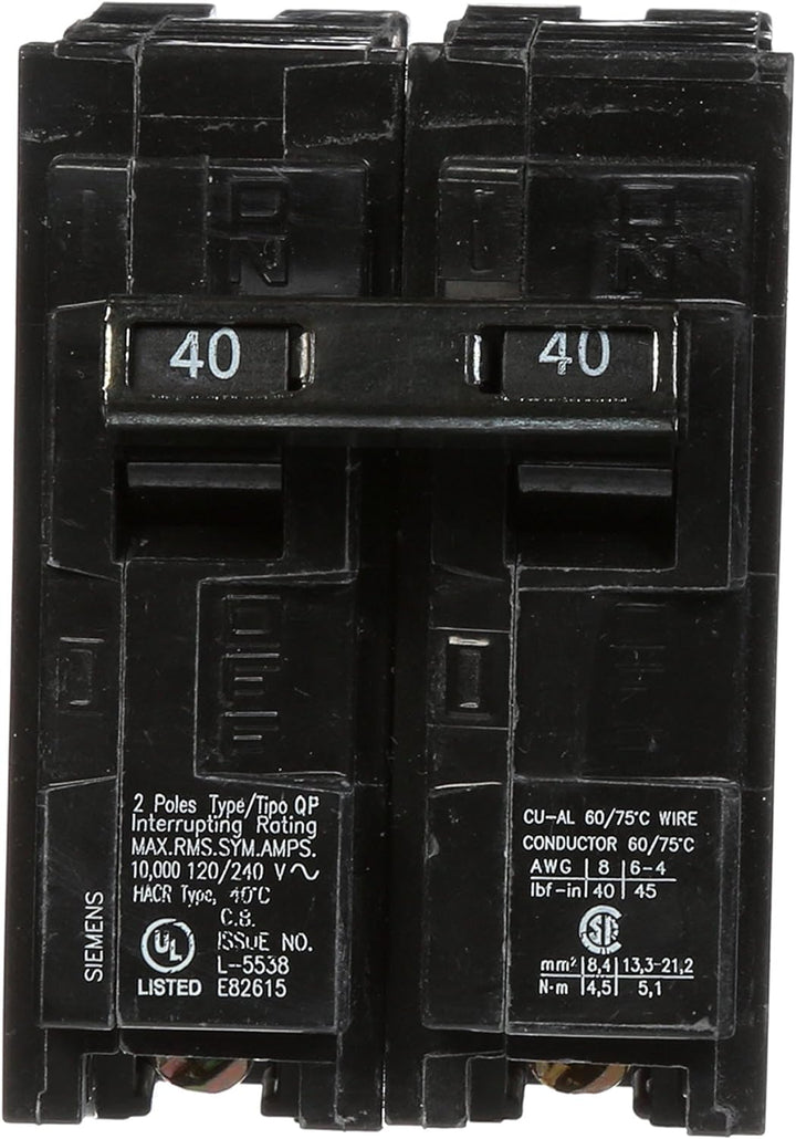 Siemens - Circuit Breaker, 40 Amps, 2 Pole, 240 V - Q240