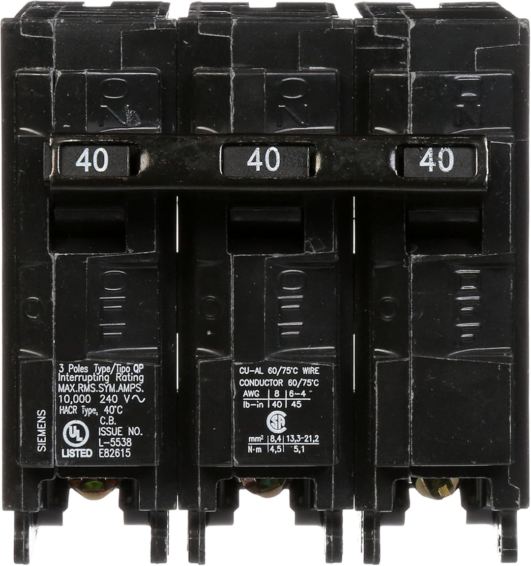 Siemens - Circuit Breaker, 40 Amp, 3 Pole, 240 V - Q340