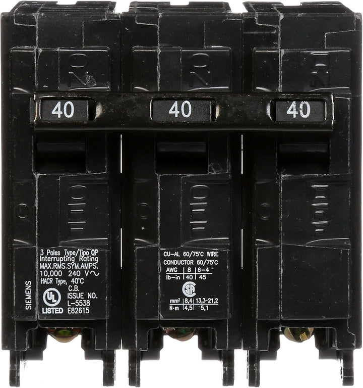 Siemens - Circuit Breaker, 40 Amp, 3 Pole, 240 V - Q340