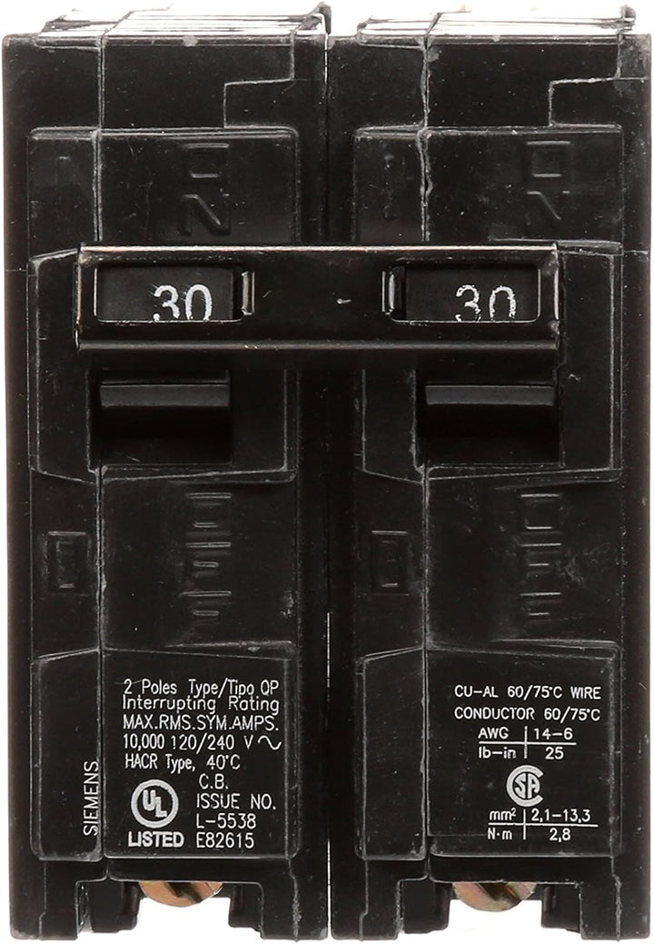 Siemens - Circuit Breaker, 30 Amps, 2 Poles, 120/240 V - Q230