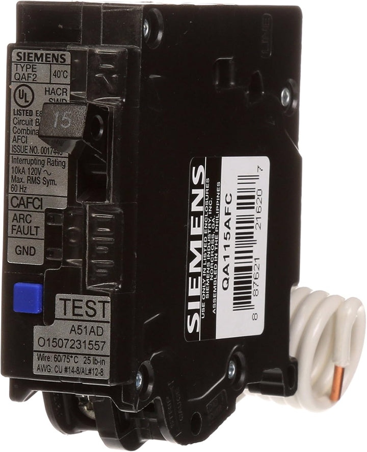 Siemens - Circuit Breaker, 15 Amps, 1 Pole, 120 V , AFCI - QA115AFC