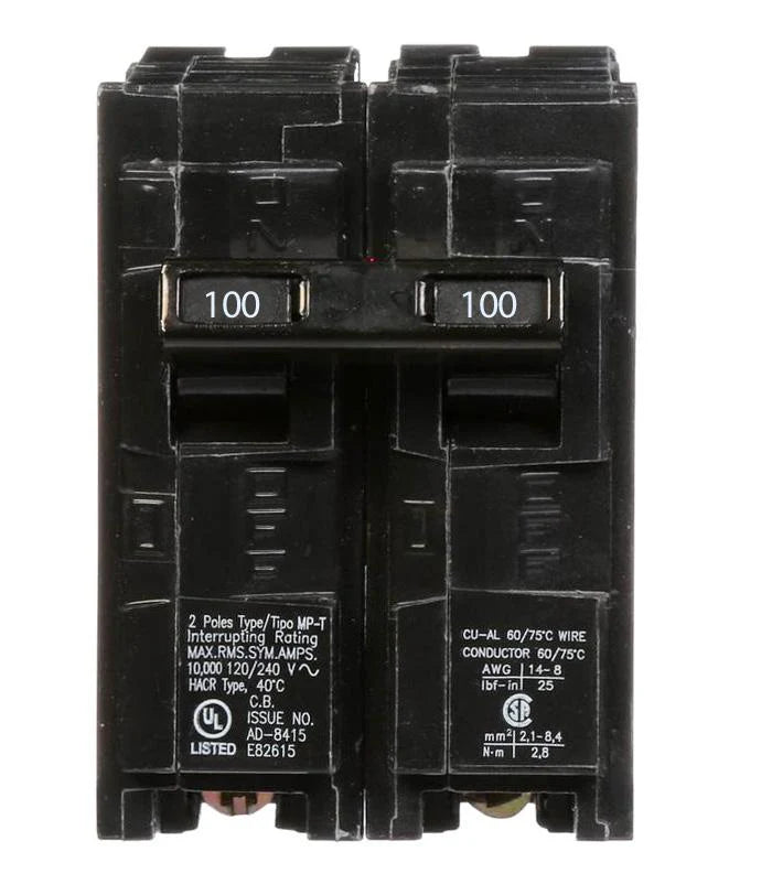 Siemens Q2100 Circuit Breaker | 100 Amps, 2 Pole, 240V