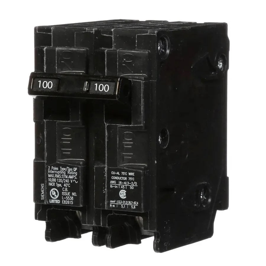 Siemens Q2100 Circuit Breaker | 100 Amps, 2 Pole, 240V
