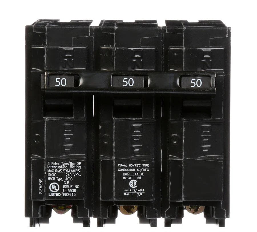 Siemens Q350 Circuit Breaker | 50 Amps, 3 Pole, 120V