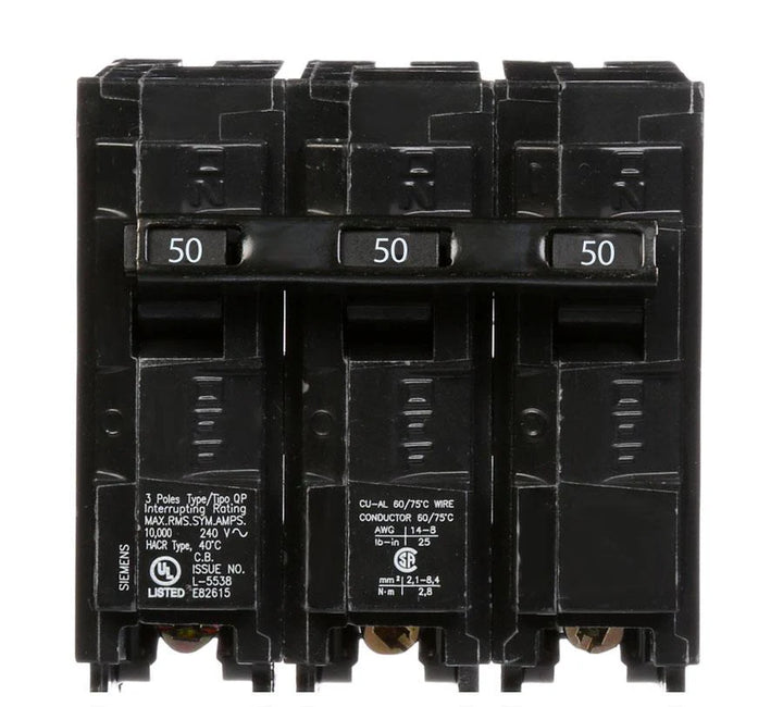 Siemens Q350 Circuit Breaker | 50 Amps, 3 Pole, 120V