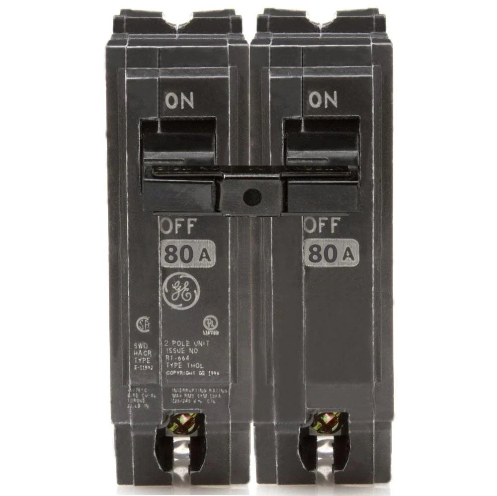 GE ABB THQL2180 Circuit Breaker | 80 Amps, 2 Pole, 120/240 V