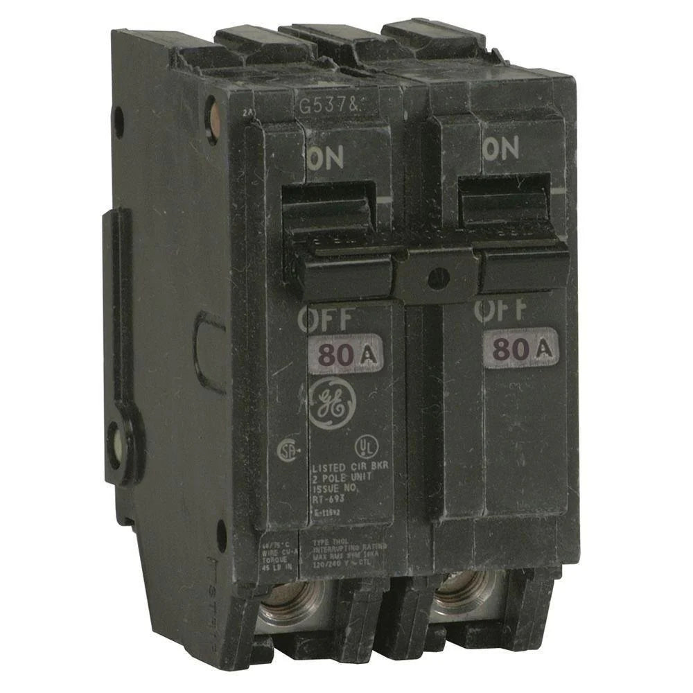 GE ABB THQL2180 Circuit Breaker | 80 Amps, 2 Pole, 120/240 V
