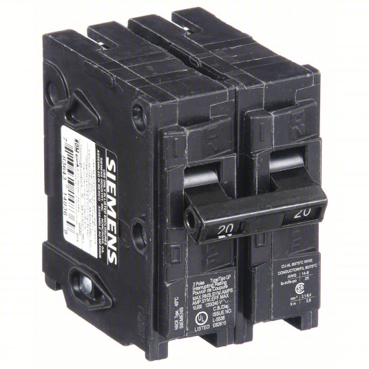 Siemens Q220 20 AMP Circuit Breaker - 20 A, 120/240V, 2 Pole, Thermal Magnetic Protection for Overload and Short-Circuit Defense