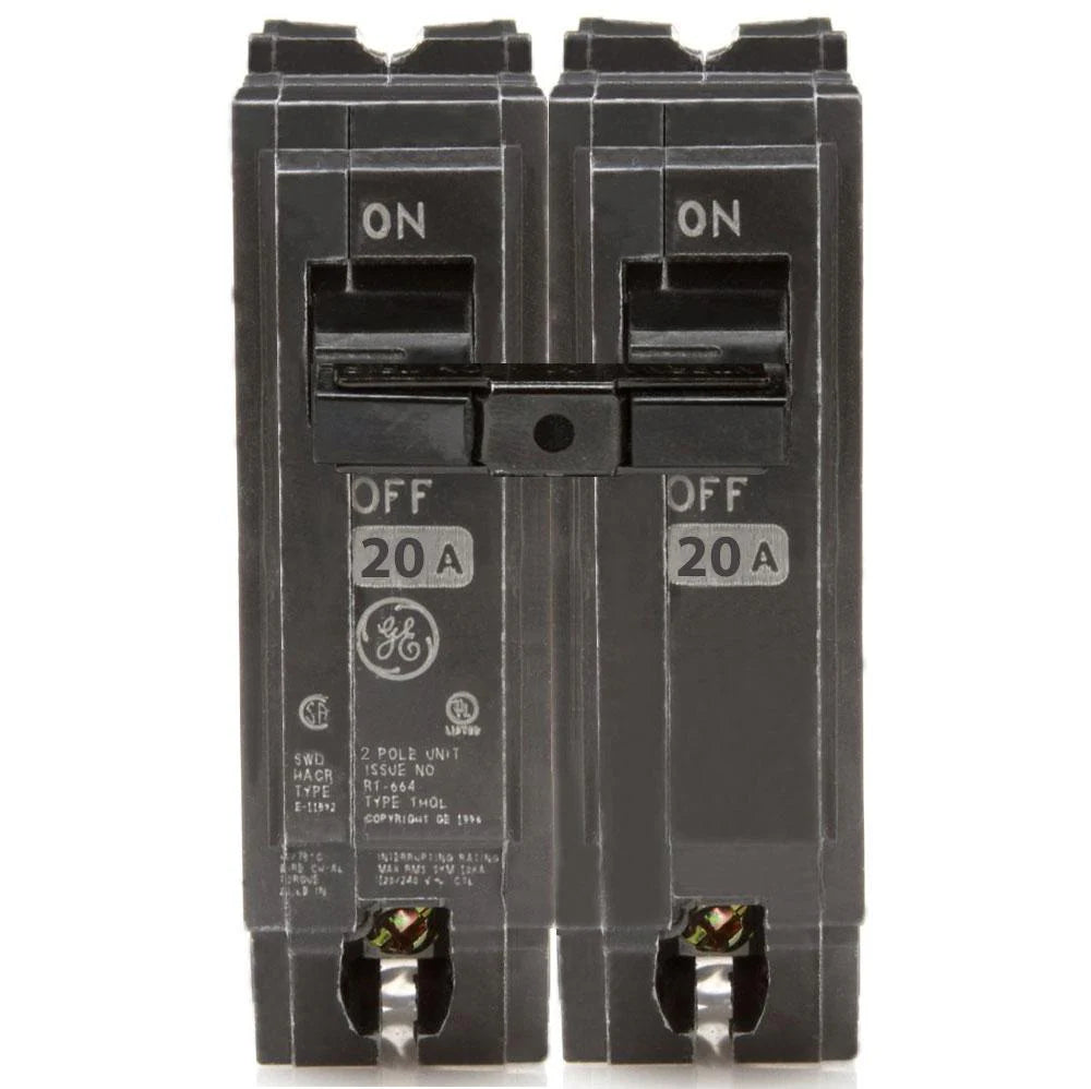 GE ABB THQL2120 20 AMP 2 POLE CIRCUIT BREAKER plug-in Q-Line breaker