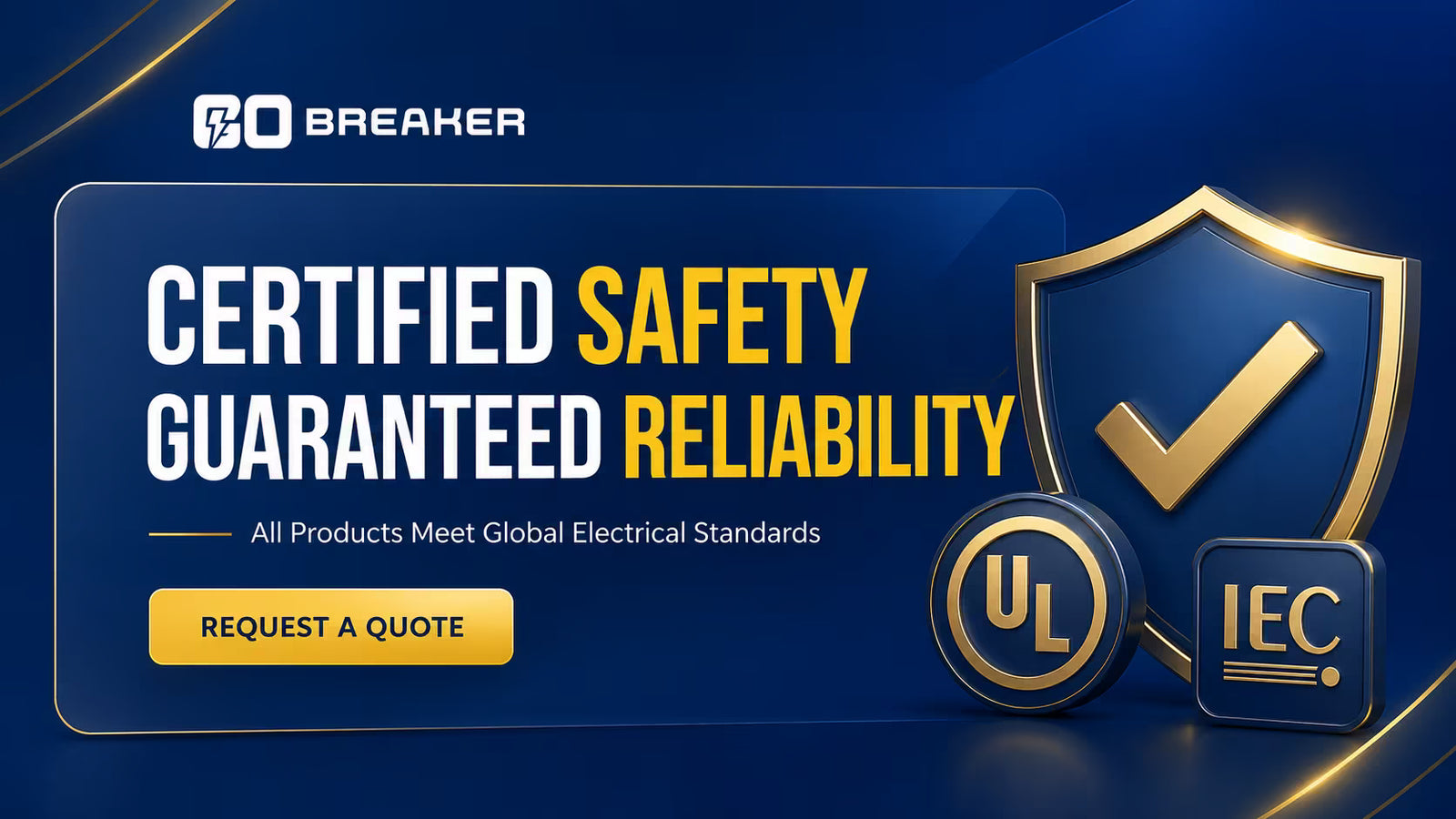 Promotional graphic for goBreaker with safety and reliability assurances on a blue background.
