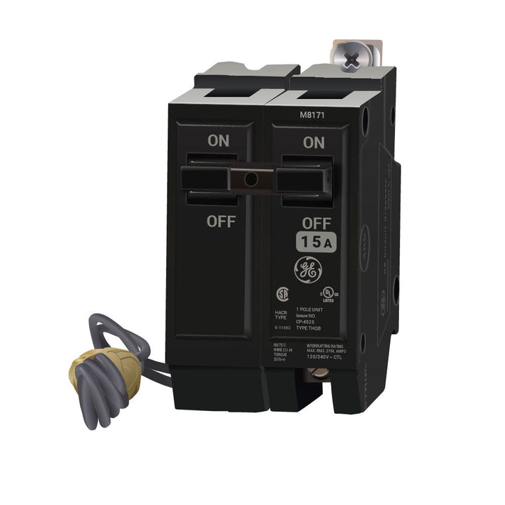 GE ABB - THQB - Circuit Breaker, 15 Amp, 1 Pole, 120v, Bolt On - THQB1115ST1