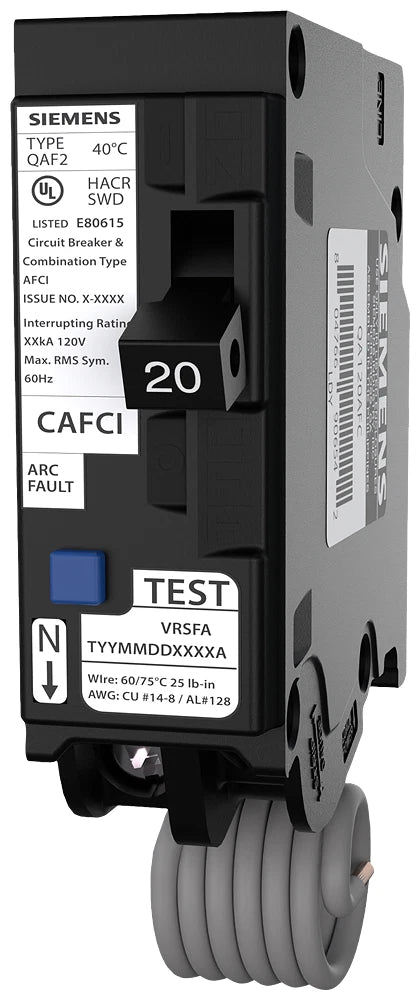 Siemens QA120AFC Arc Fault Circuit Interrupter Breaker | 20 Amp, 1 Pole