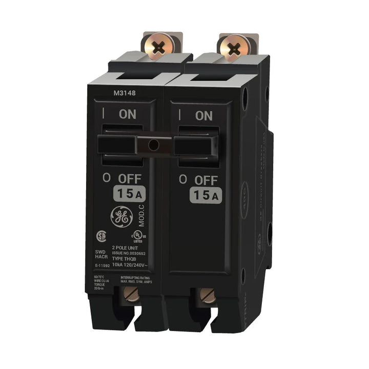 GE ABB THQB2115 Circuit Breaker | 15 Amp, 2 Pole, 120/240V AC